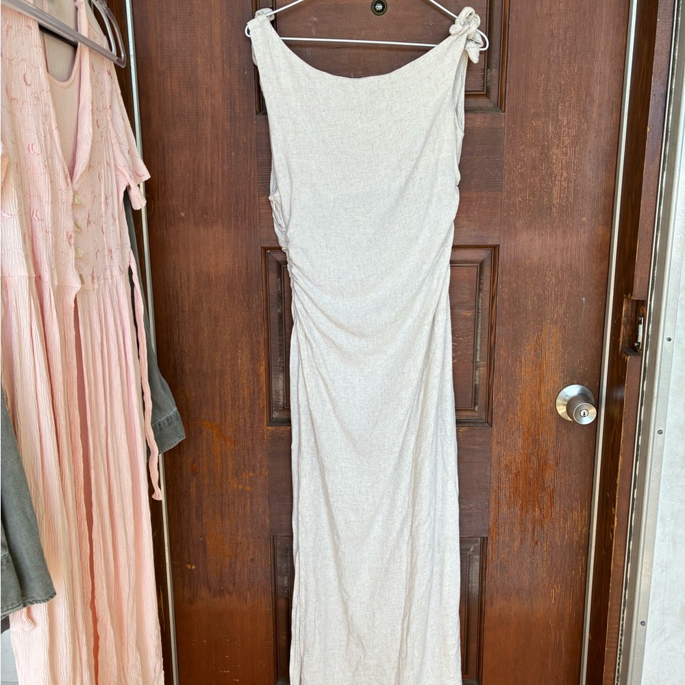 Cream Tie-Shoulder Maxi Dress - Elegant Women’s Summer Dress